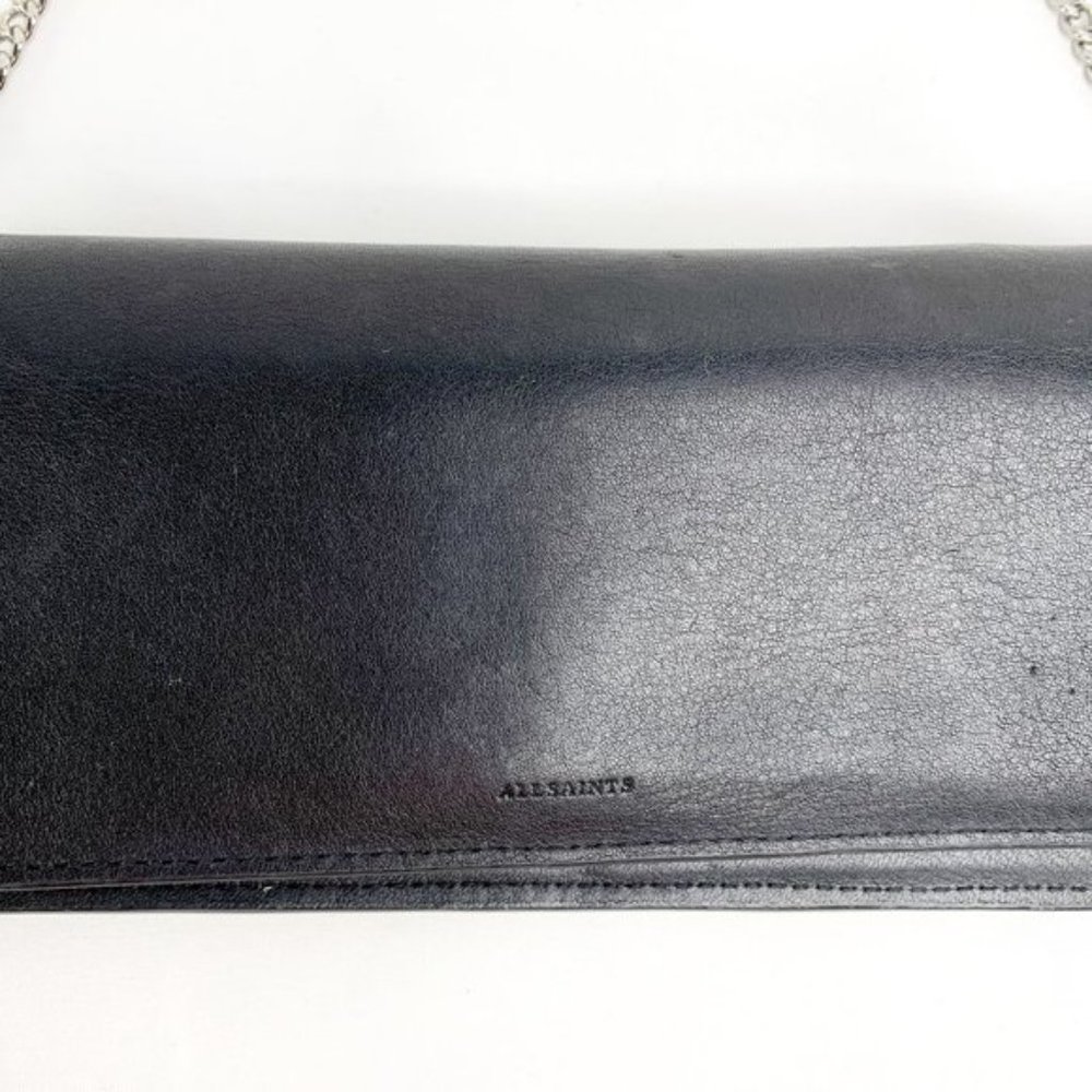 ALL SAINTS Smooth Leather Black Chain Wallet - Picture 3 of 5